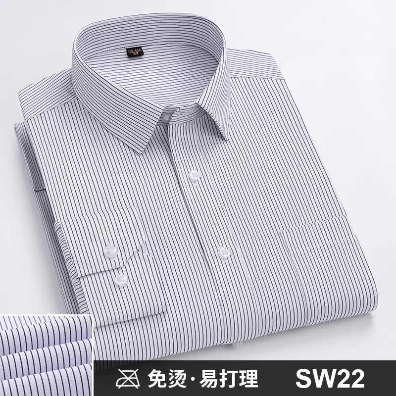 Plus-Size Men's Blue Shirts No-Iron Wrinkle Resistant - Image 14