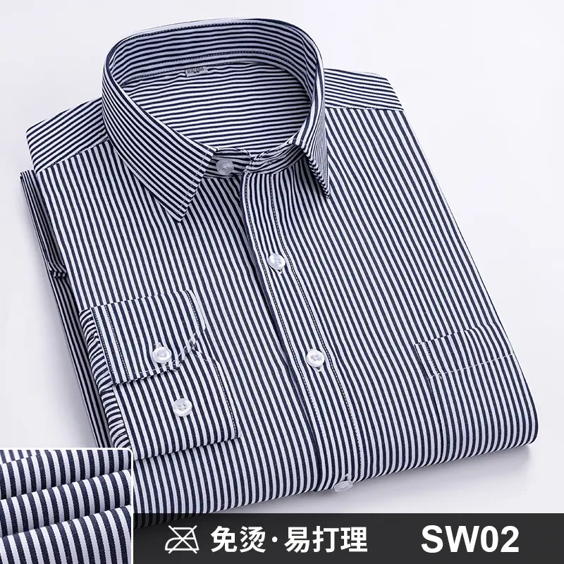 Plus-Size Men's Blue Shirts No-Iron Wrinkle Resistant - Image 2