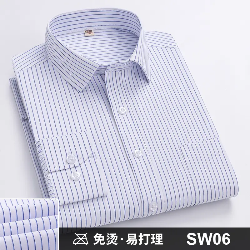 Plus-Size Men's Blue Shirts No-Iron Wrinkle Resistant - Image 5