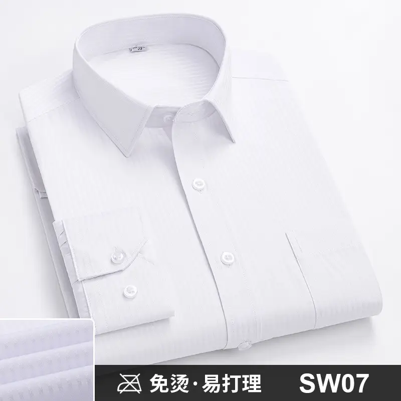 Plus-Size Men's Blue Shirts No-Iron Wrinkle Resistant - Image 6