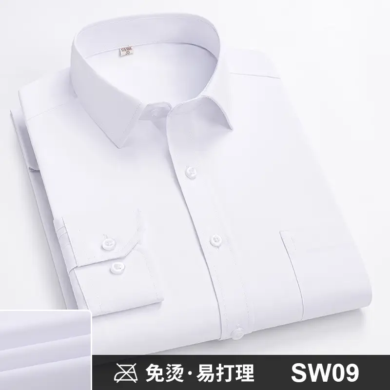 Plus-Size Men's Blue Shirts No-Iron Wrinkle Resistant - Image 7