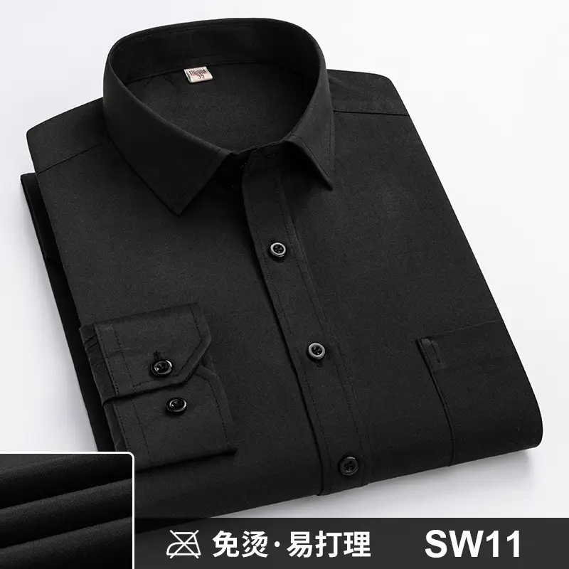 Plus-Size Men's Blue Shirts No-Iron Wrinkle Resistant - Image 9