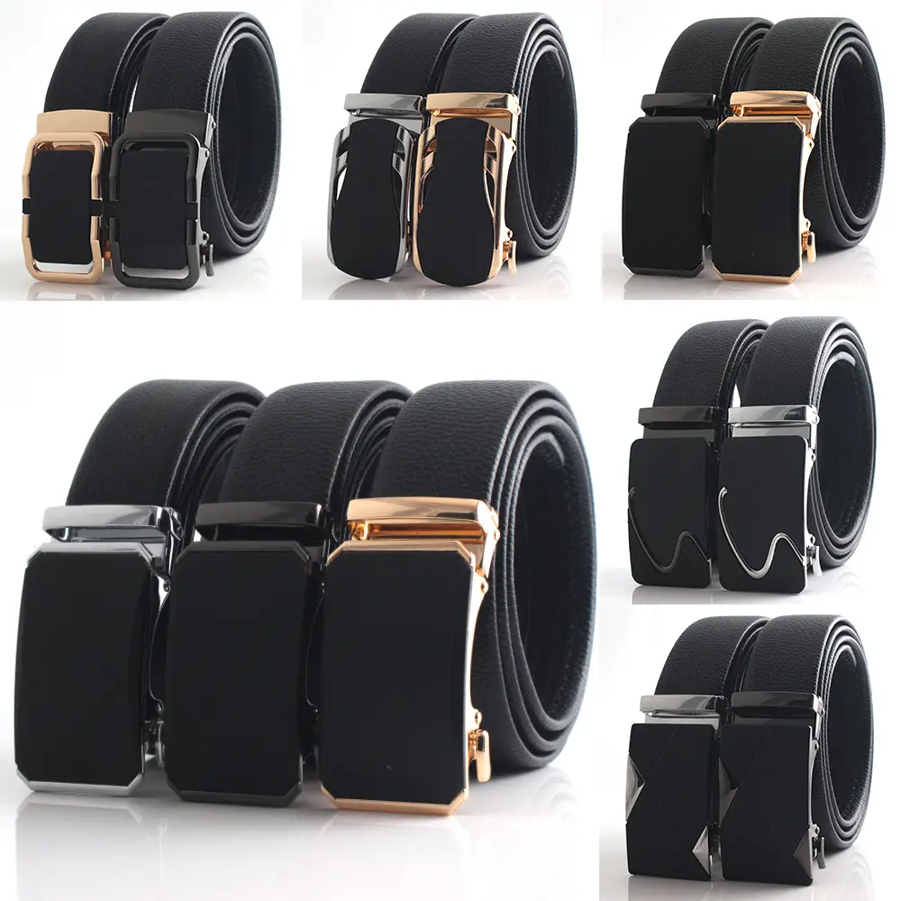 Hongsheng Men's Black Leather Belt with Automatic Buckle β feature 1