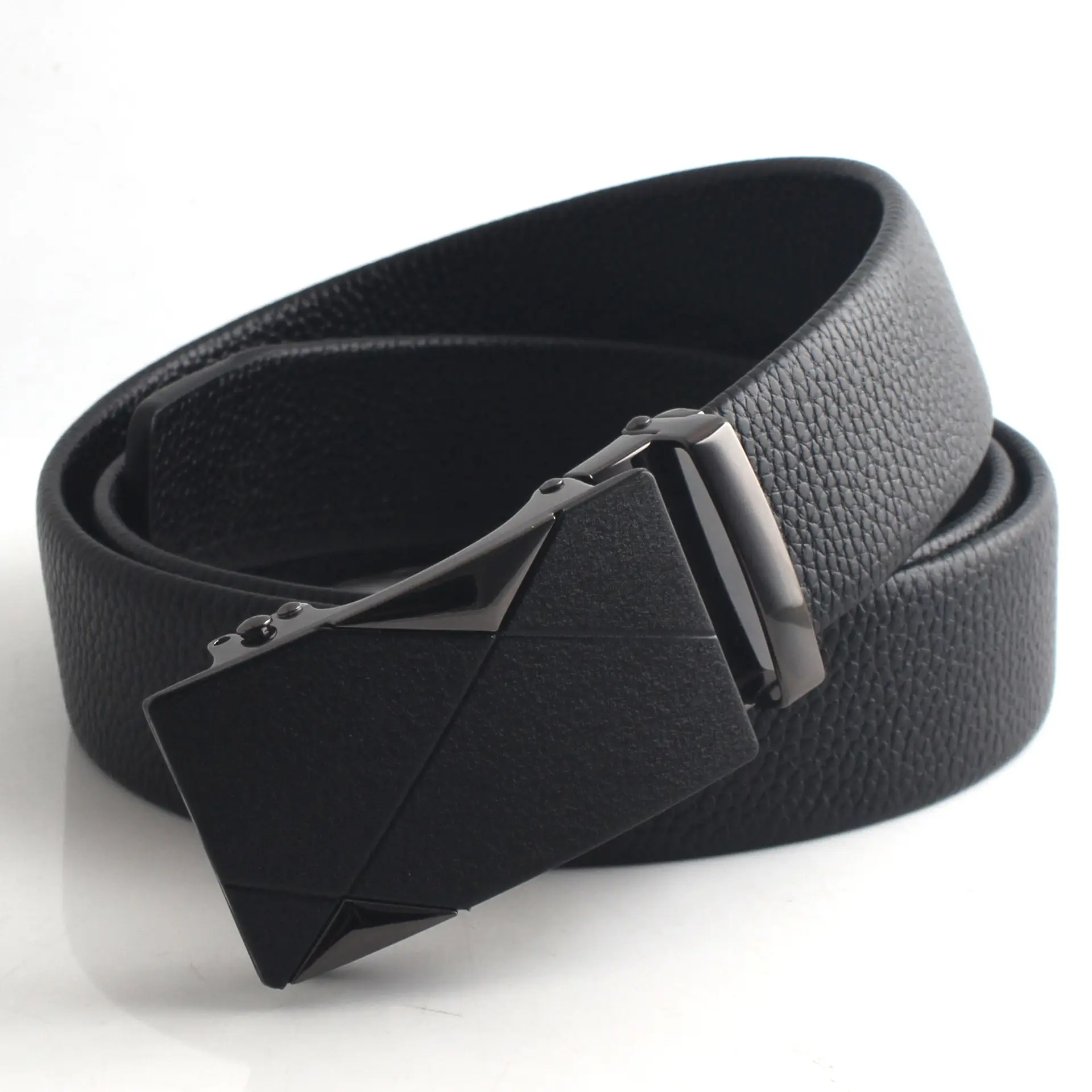 Hongsheng Men's Black Leather Belt with Automatic Buckle β feature 11