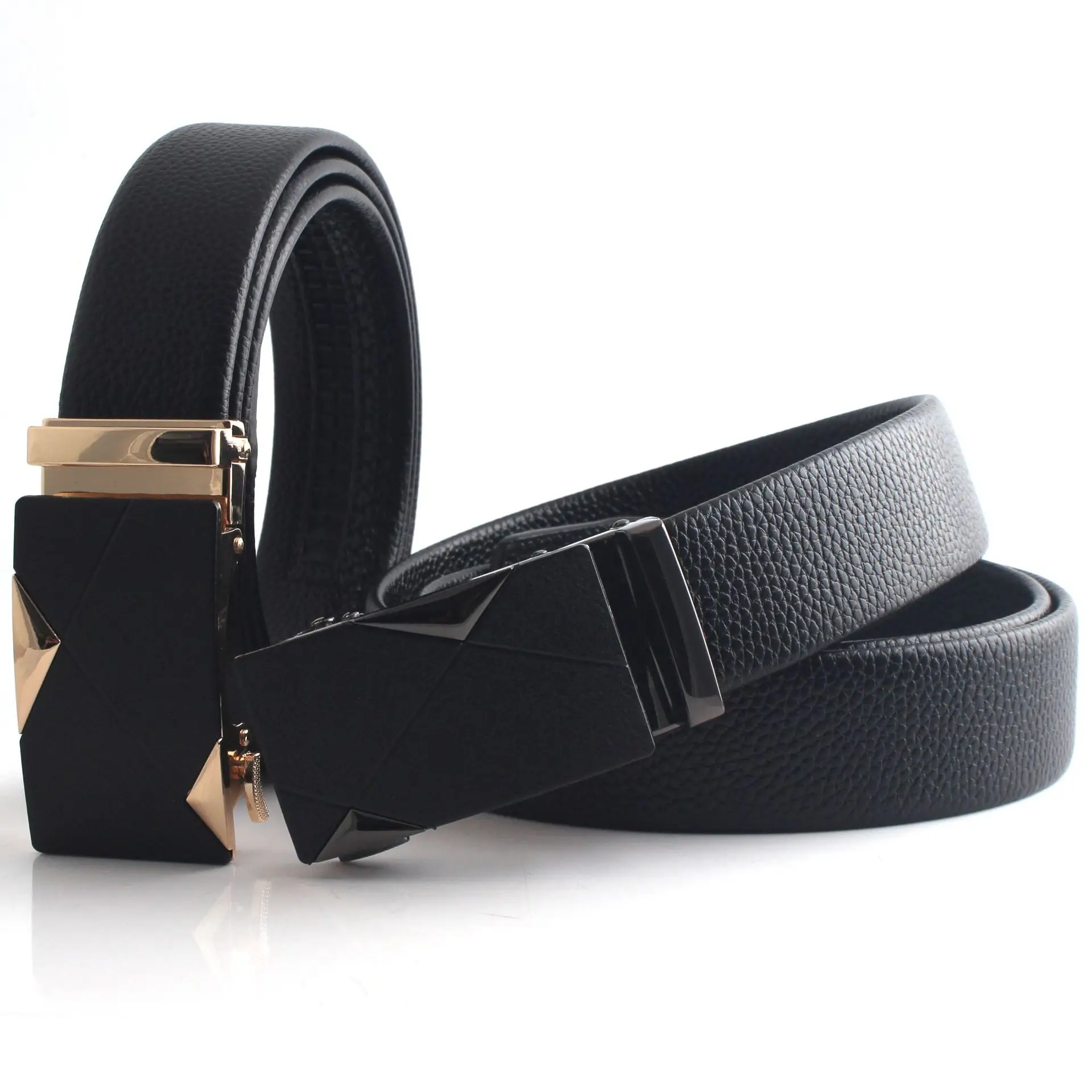 Hongsheng Men's Black Leather Belt with Automatic Buckle β feature 12