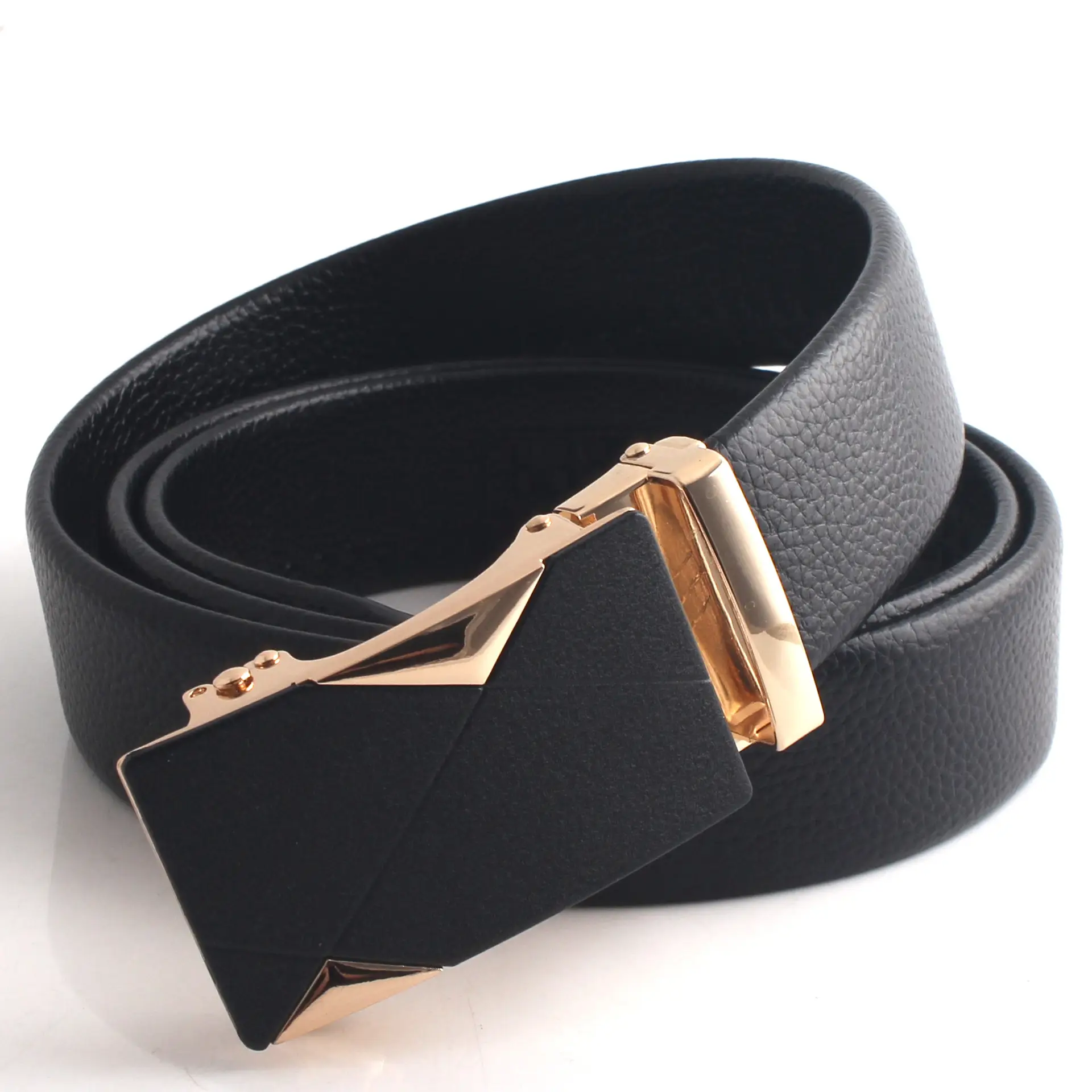 Hongsheng Men's Black Leather Belt with Automatic Buckle β feature 18
