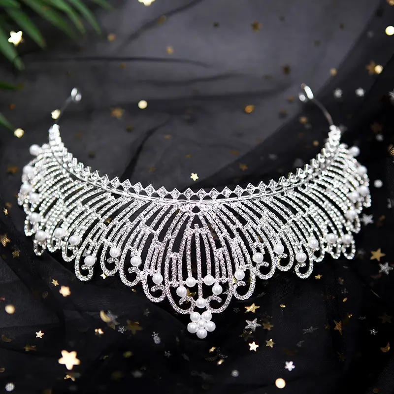 Wedding Crown Headband Gold Rhinestone Princess Diamond Pearl