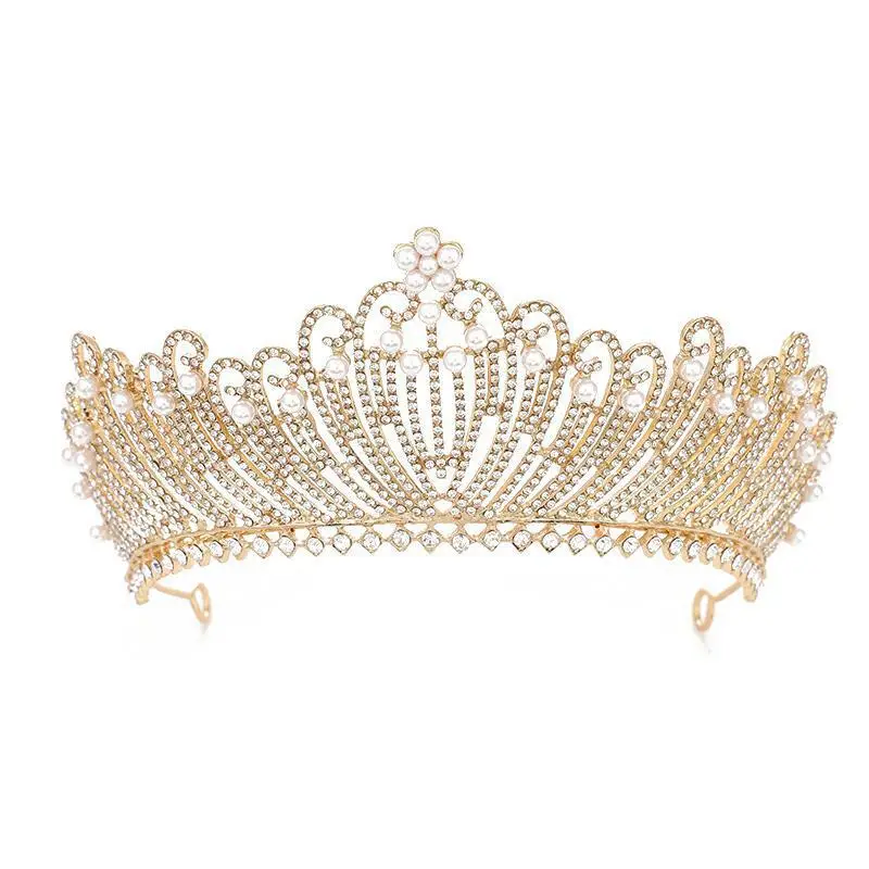 Wedding Crown Headband Gold Rhinestone Princess Diamond Pearl