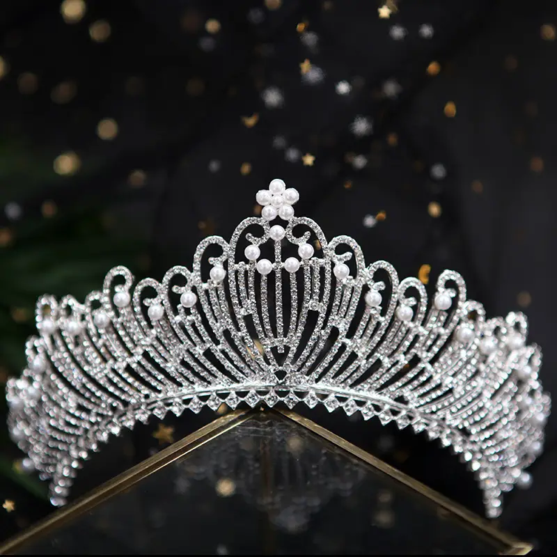 Wedding Crown Headband Gold Rhinestone Princess Diamond Pearl — feature 11