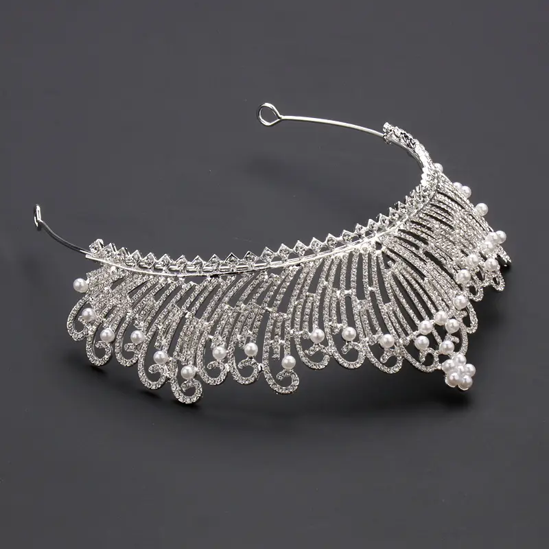 Wedding Crown Headband Gold Rhinestone Princess Diamond Pearl — feature 16
