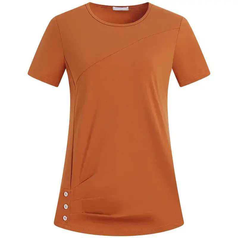 Women Pink V-Neck T-Shirt 2023 Summer Loose Fit - Image 5