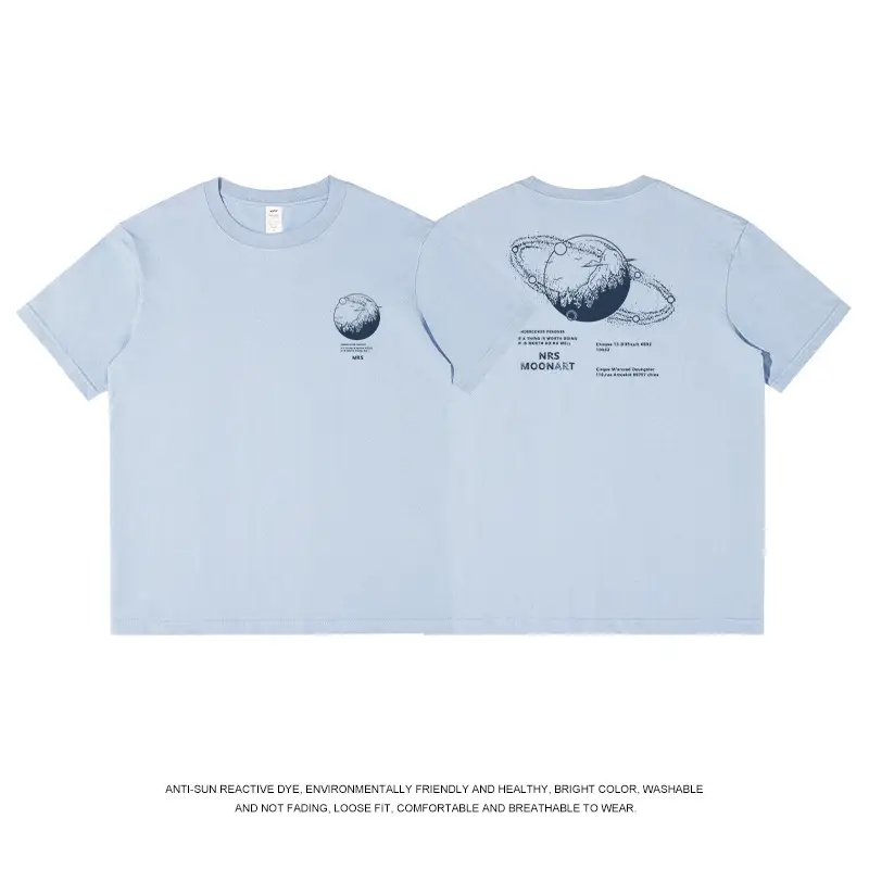 Pure Cotton Printed T-Shirt for Men Light Blue Geometric Design - Image 3