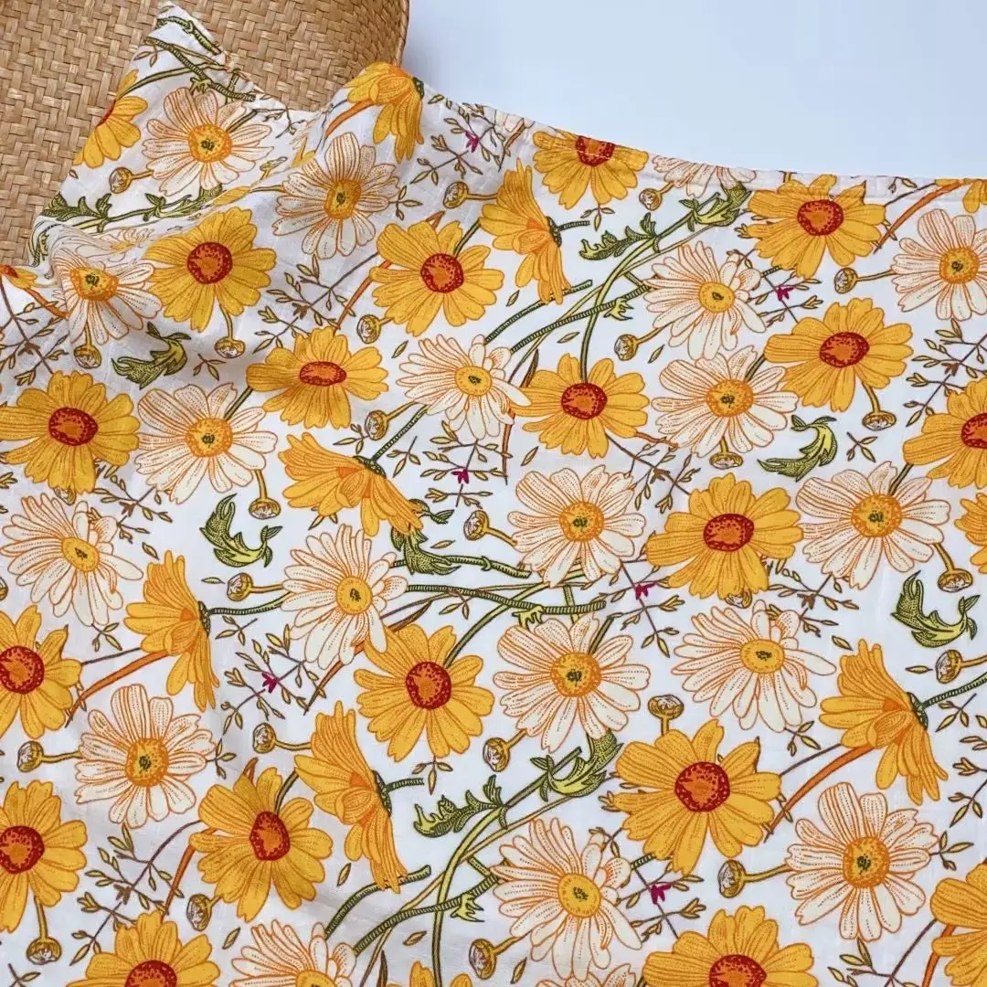Baby Swaddle Blanket Bamboo Cotton Double Layer Floral - Image 21