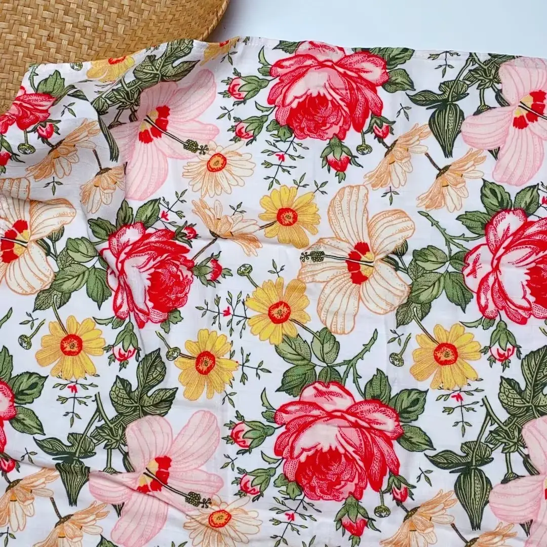 Baby Swaddle Blanket Bamboo Cotton Double Layer Floral — feature 14