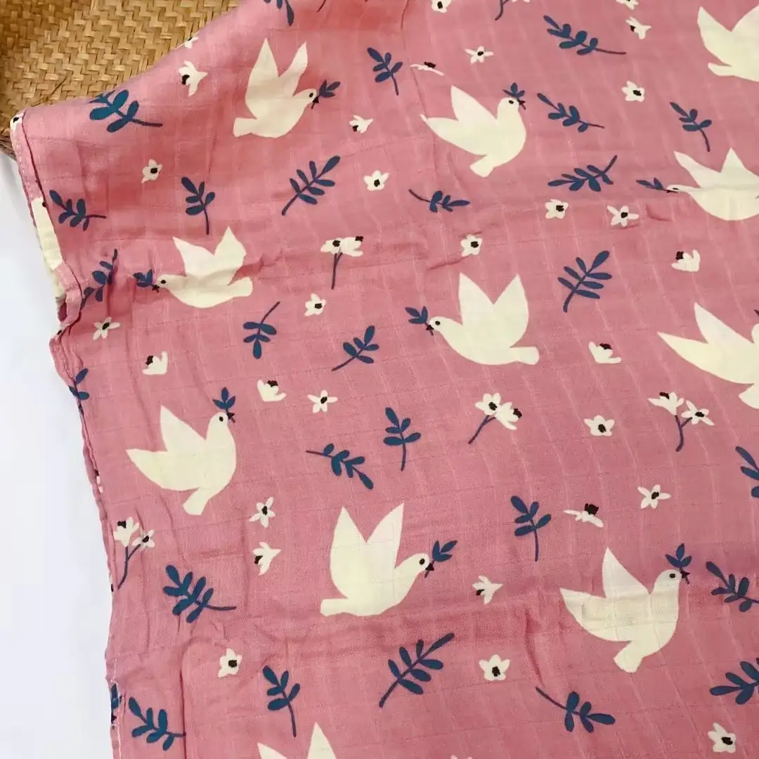 Baby Swaddle Blanket Bamboo Cotton Double Layer Floral — feature 15