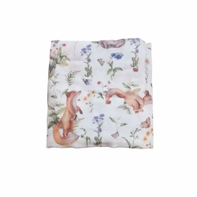 Baby Swaddle Blanket Bamboo Cotton Double Layer Floral — feature 3
