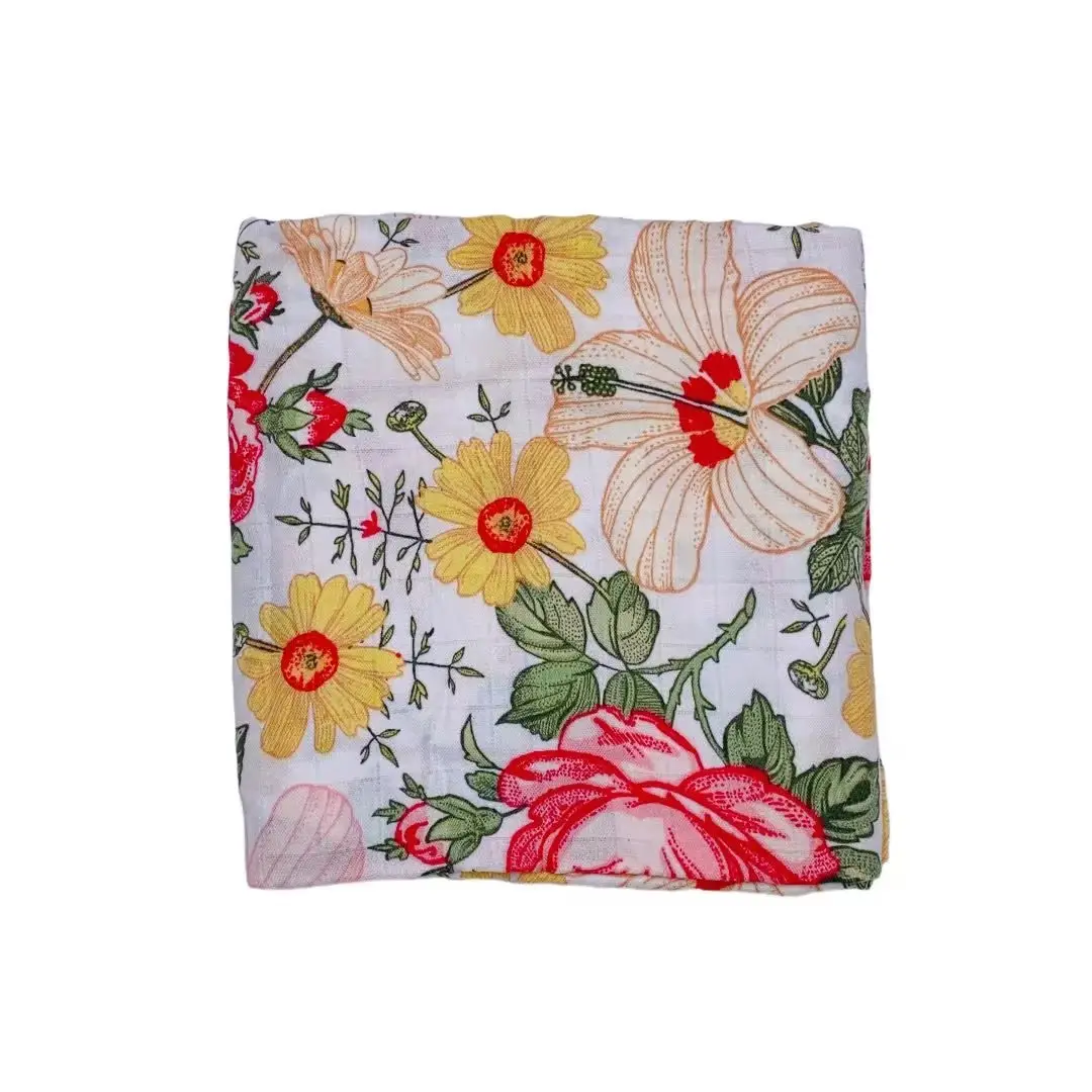 Baby Swaddle Blanket Bamboo Cotton Double Layer Floral — feature 34