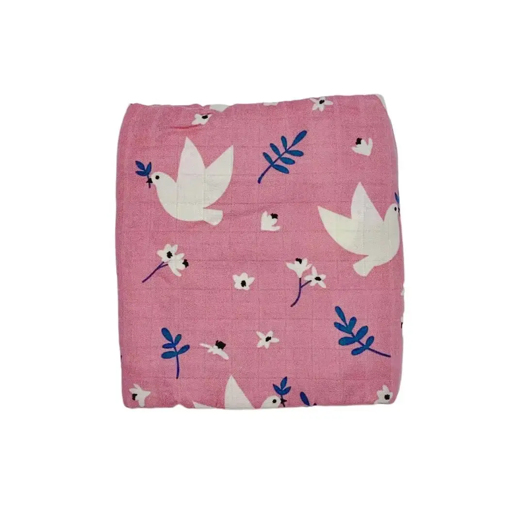 Baby Swaddle Blanket Bamboo Cotton Double Layer Floral — feature 35