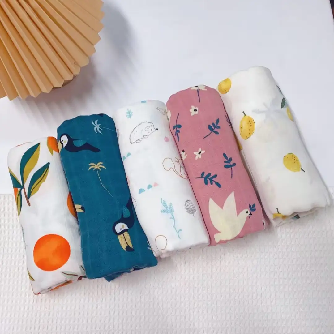 Baby Swaddle Blanket Bamboo Cotton Double Layer Floral — feature 8