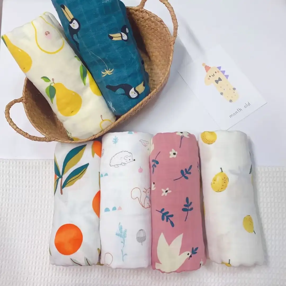 Baby Swaddle Blanket Bamboo Cotton Double Layer Floral — feature 9