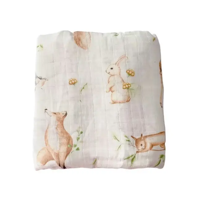 Baby Swaddle Blanket Bamboo Cotton Double Layer Floral - Image 8