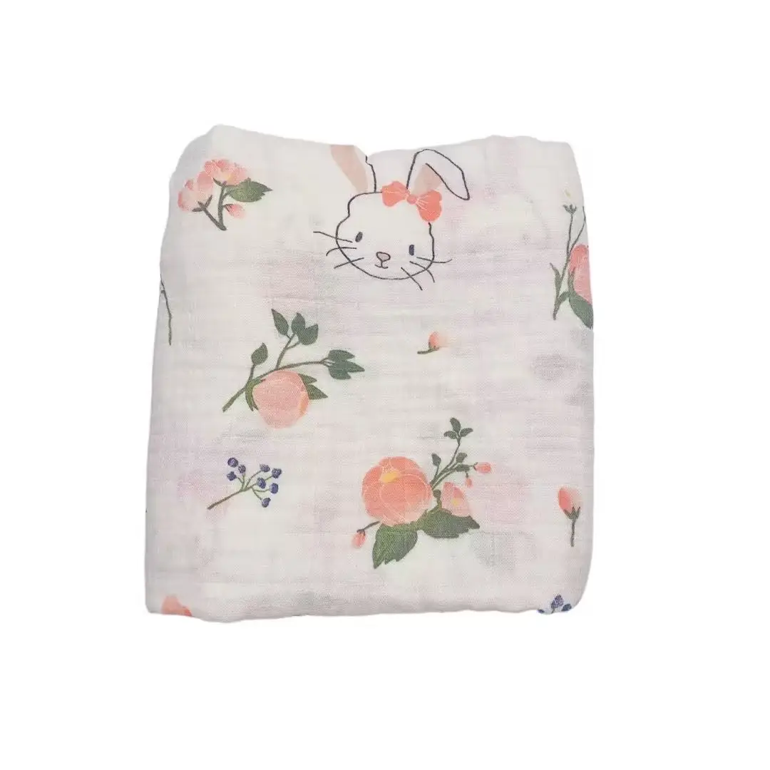 Baby Swaddle Blanket Bamboo Cotton Double Layer Floral - Image 13