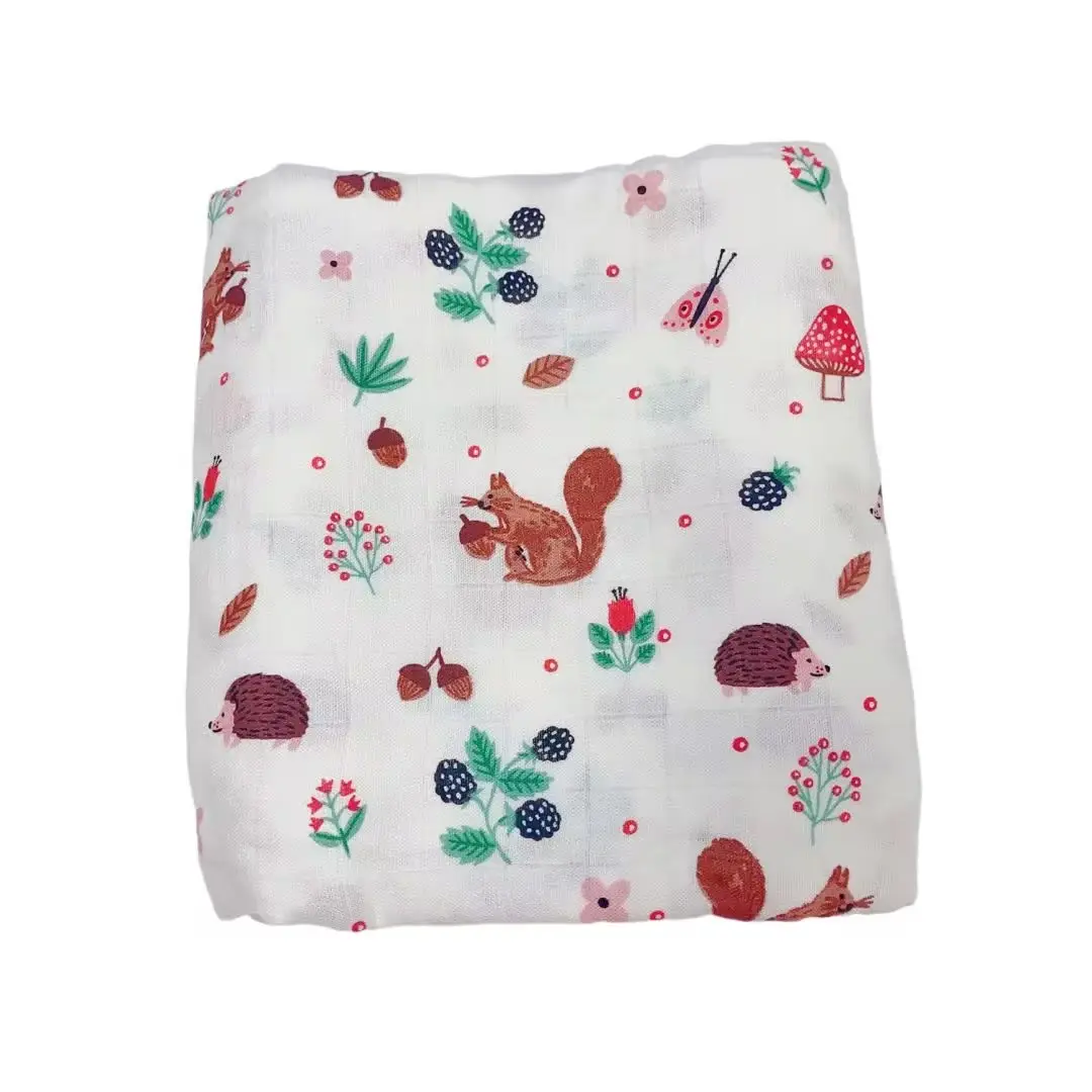 Baby Swaddle Blanket Bamboo Cotton Double Layer Floral - Image 2
