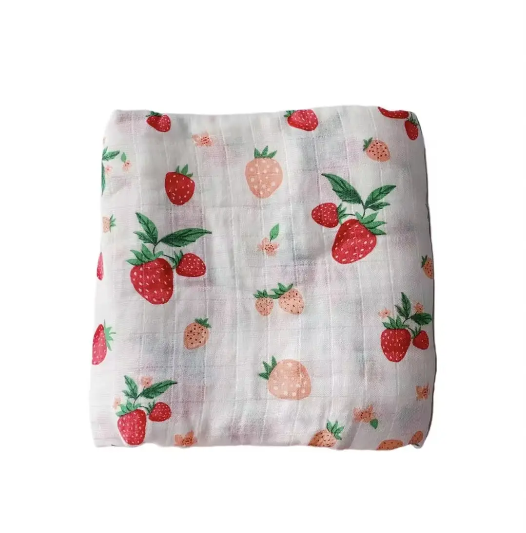 Baby Swaddle Blanket Bamboo Cotton Double Layer Floral - Image 7