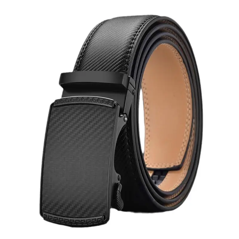 Men's Black Leather Belt with Automatic Buckle - Image 2