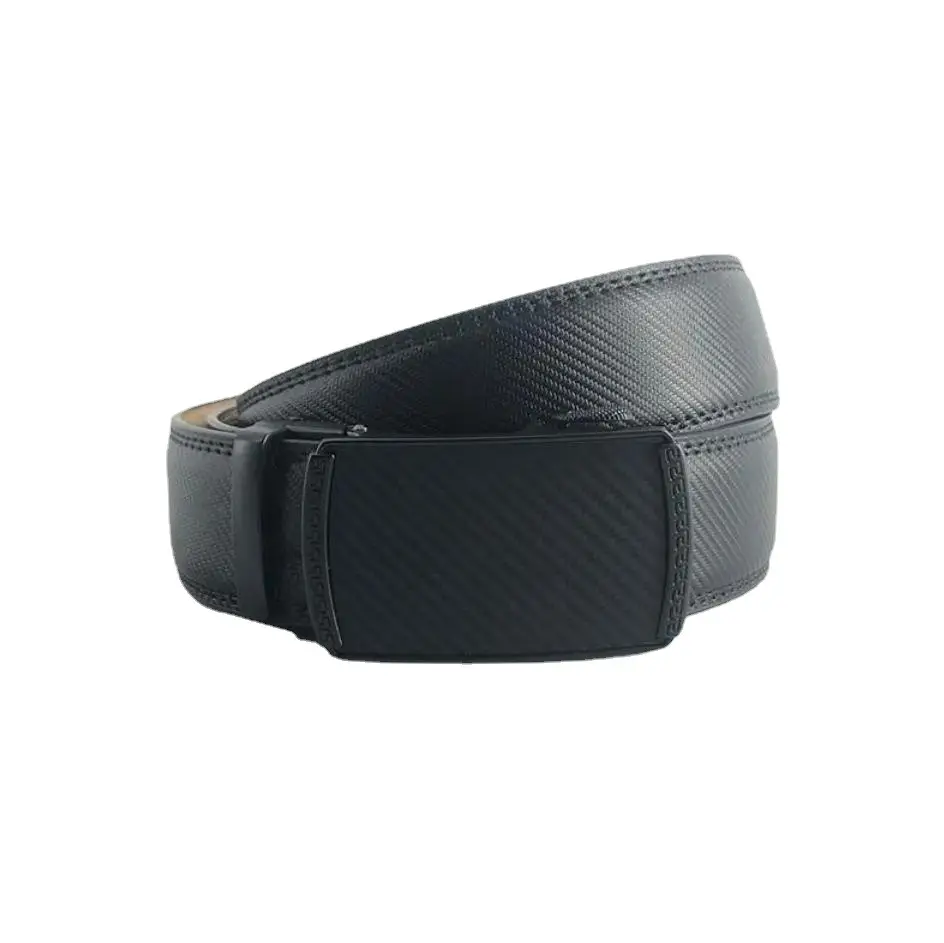 Men's Black Leather Belt with Automatic Buckle - Image 5