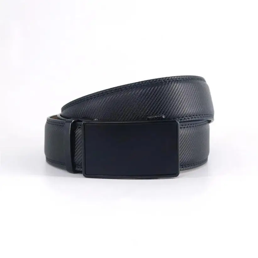 Men's Black Leather Belt with Automatic Buckle