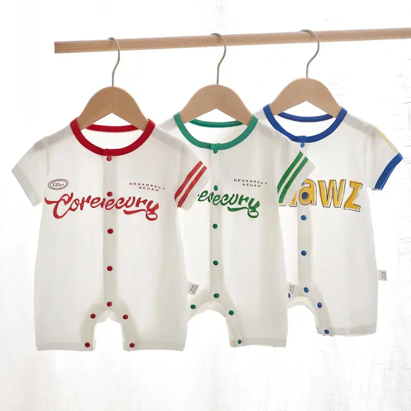 Baby Jumpsuit White Red Embroidered Summer Outfit - Image 4