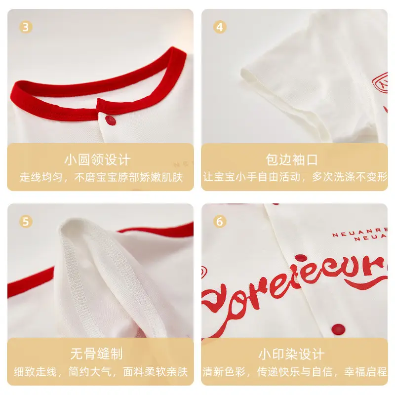 Baby Jumpsuit White Red Embroidered Summer Outfit - Image 6