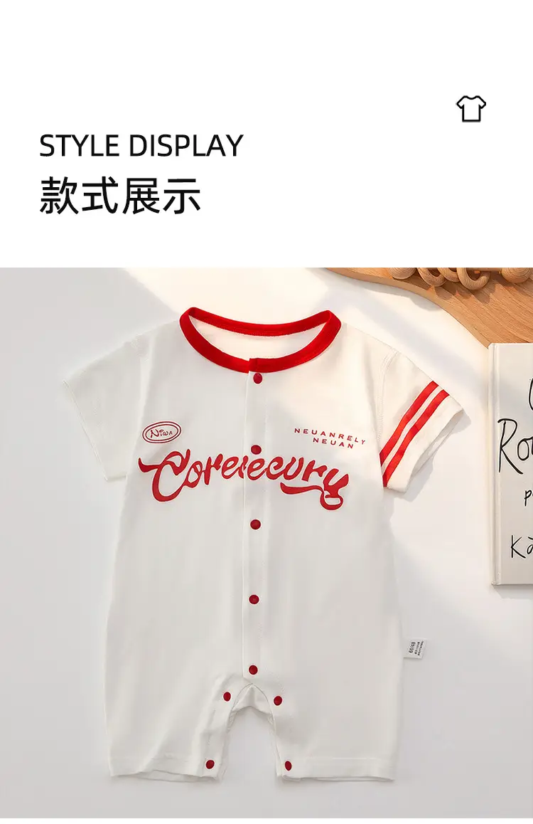 Baby Jumpsuit White Red Embroidered Summer Outfit — feature 7