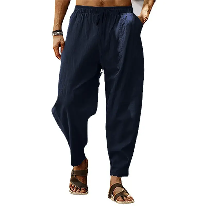 Men's Hip Hop Breathable Pants Beige Loose Summer - Image 19