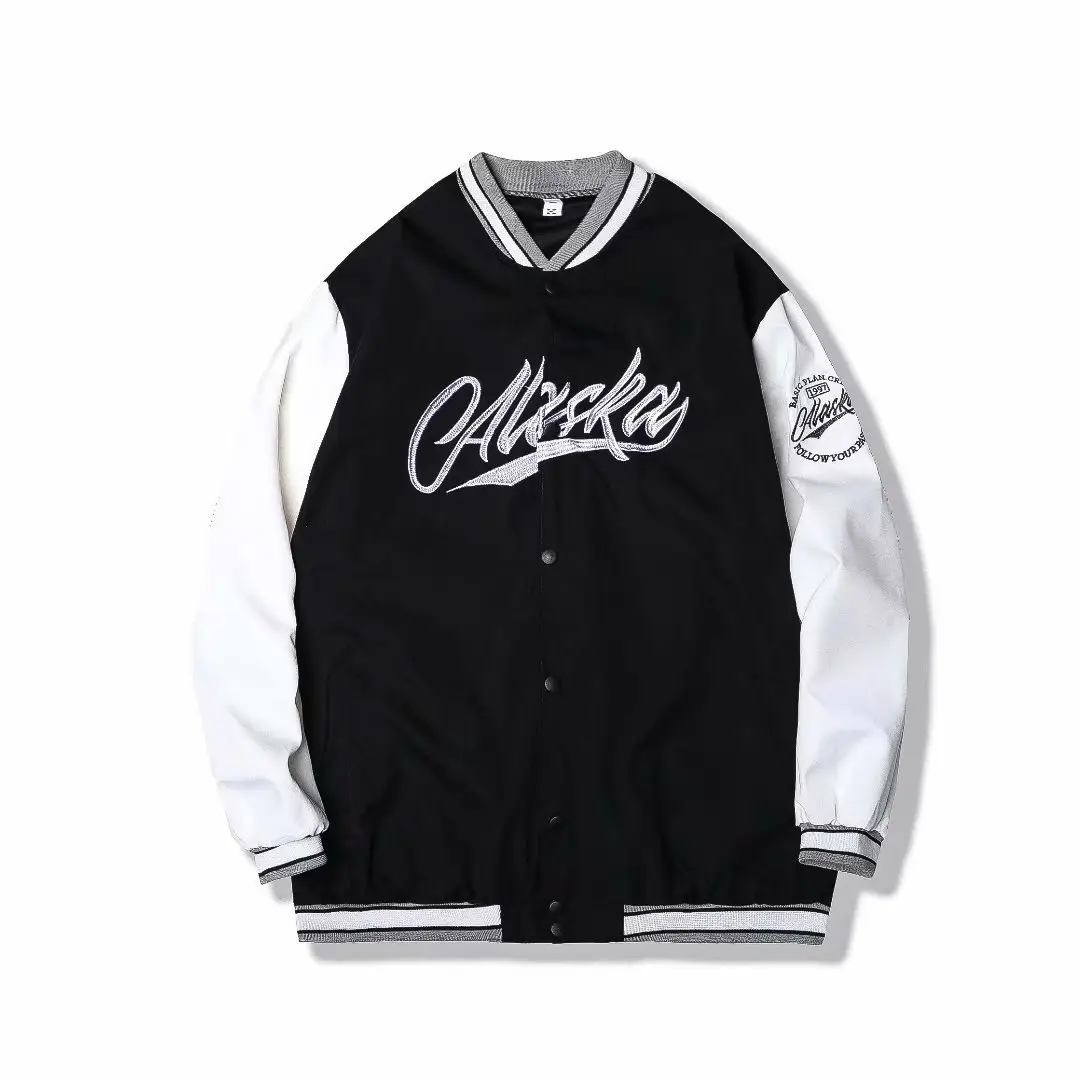 Men Bomber Jacket White Navy "Alkane" Embroidery - Image 5