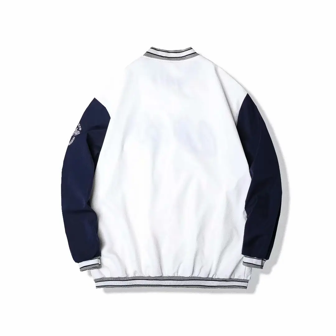 Men Bomber Jacket White Navy "Alkane" Embroidery - Image 6