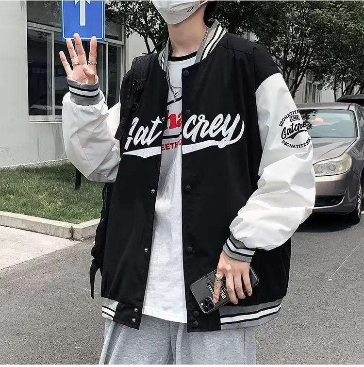 Men Bomber Jacket White Navy "Alkane" Embroidery — feature 6