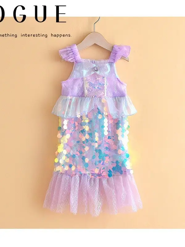 Mermaid Dress Purple Sequined Fishtail Slim Fit - Image 4