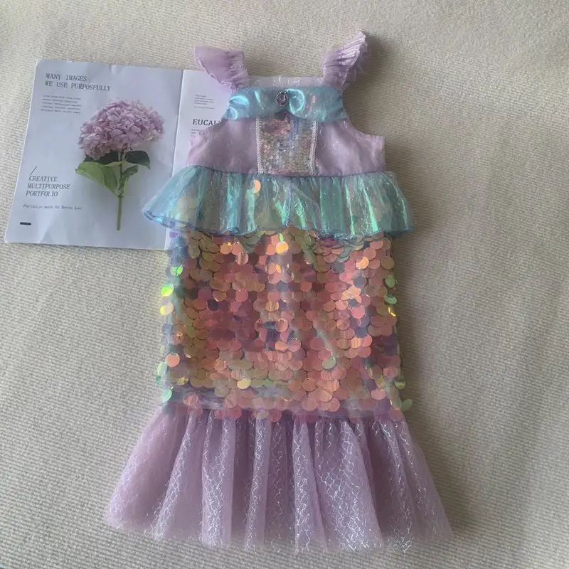 Mermaid Dress Purple Sequined Fishtail Slim Fit — feature 12