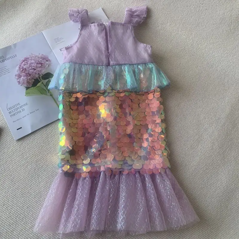 Mermaid Dress Purple Sequined Fishtail Slim Fit — feature 13
