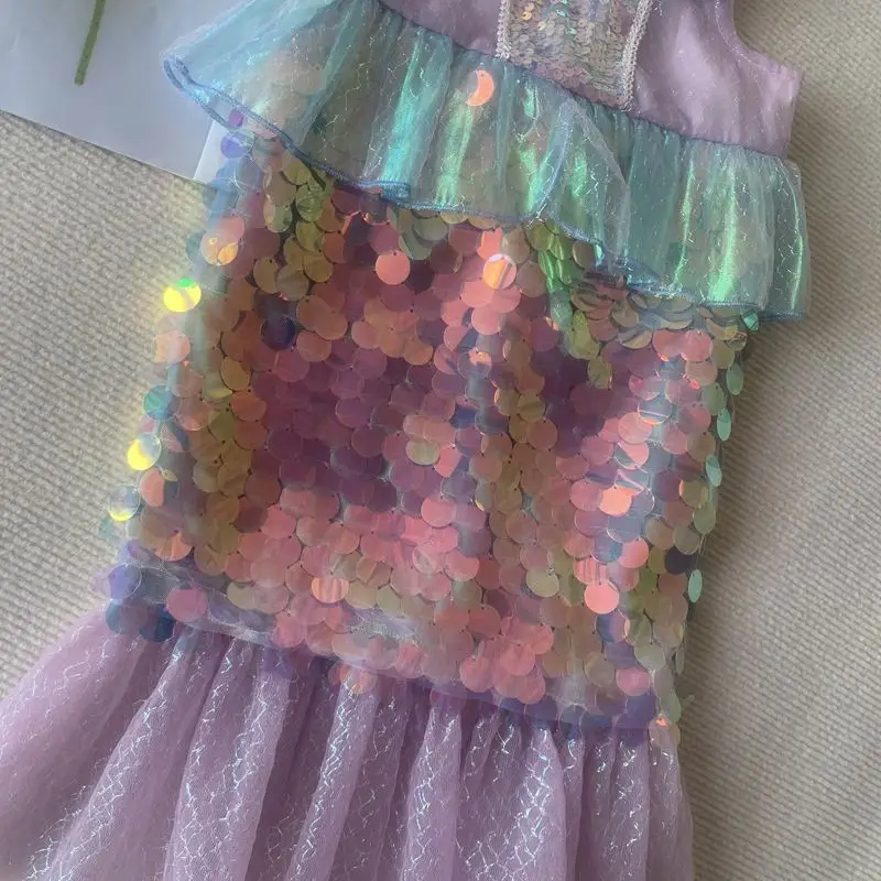 Mermaid Dress Purple Sequined Fishtail Slim Fit — feature 8