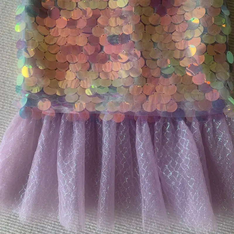 Mermaid Dress Purple Sequined Fishtail Slim Fit — feature 9
