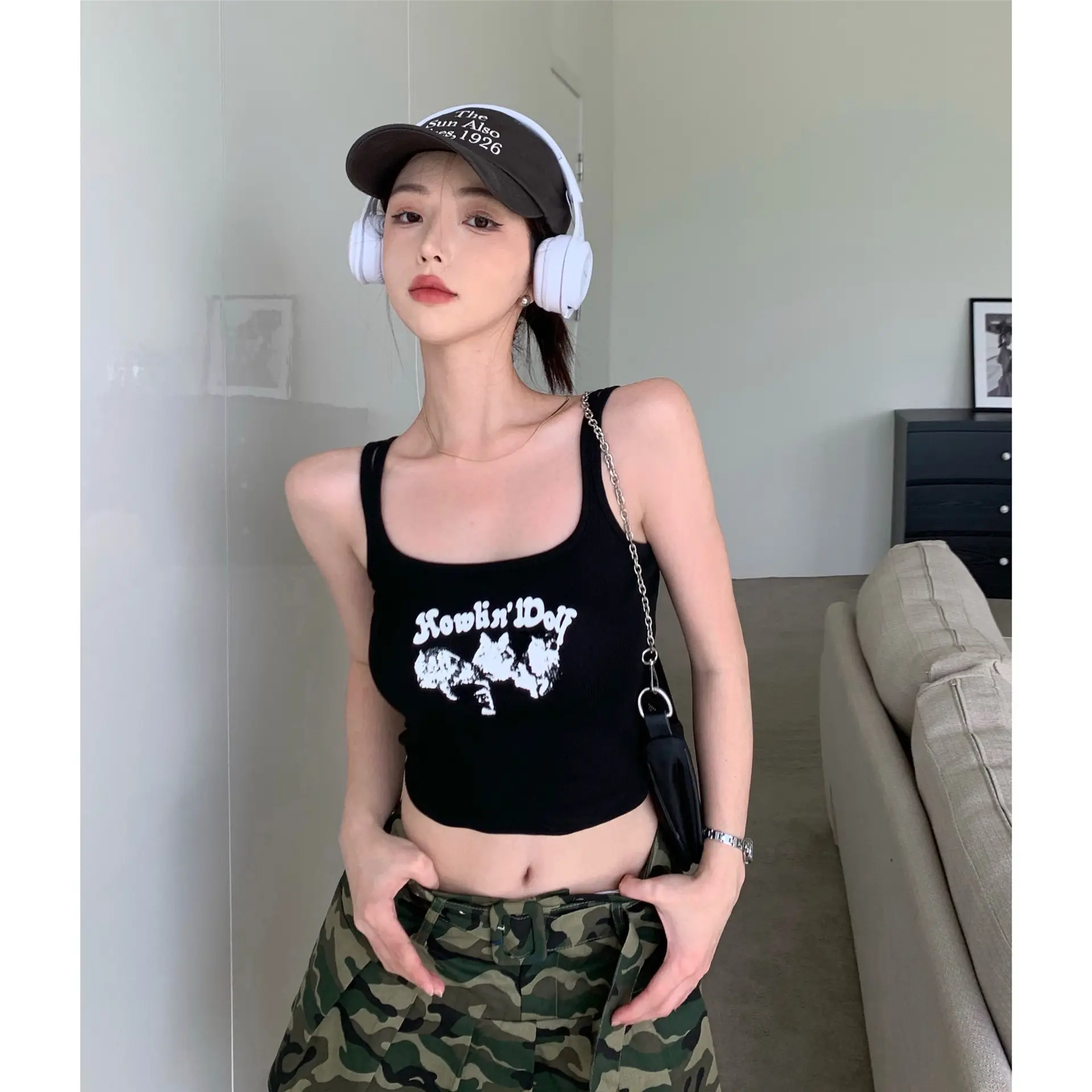 Red Sleeveless Camisole Women Summer Slim Fit Printed - Image 6
