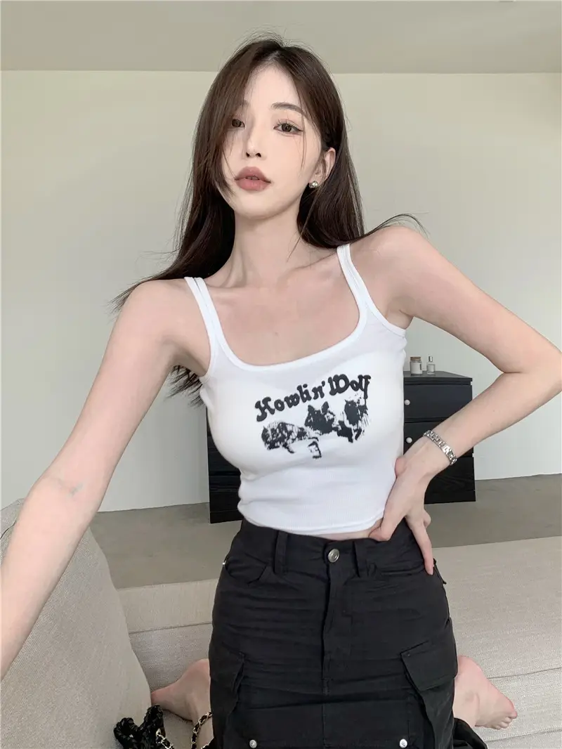 Red Sleeveless Camisole Women Summer Slim Fit Printed — feature 12