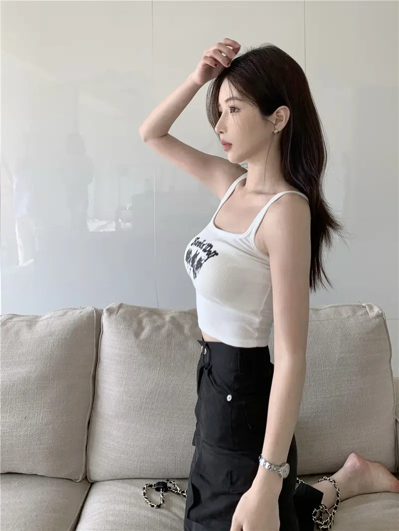 Red Sleeveless Camisole Women Summer Slim Fit Printed — feature 13