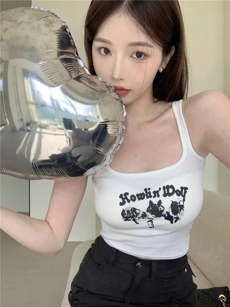 Red Sleeveless Camisole Women Summer Slim Fit Printed — feature 2