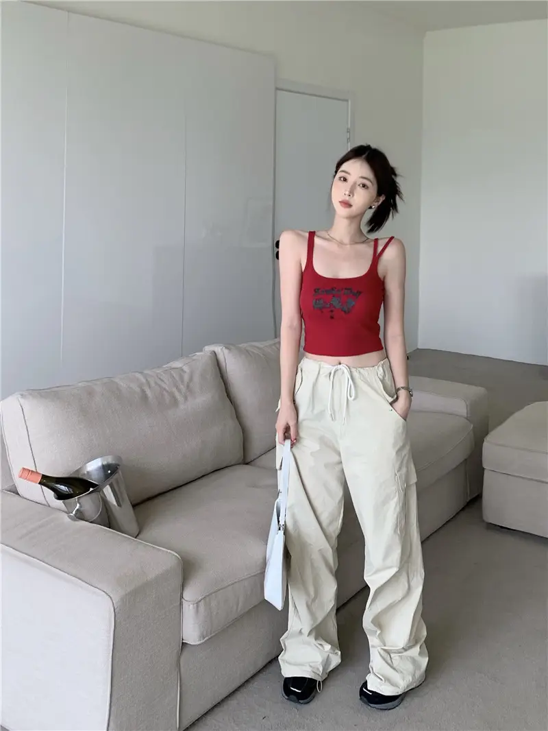 Red Sleeveless Camisole Women Summer Slim Fit Printed — feature 27