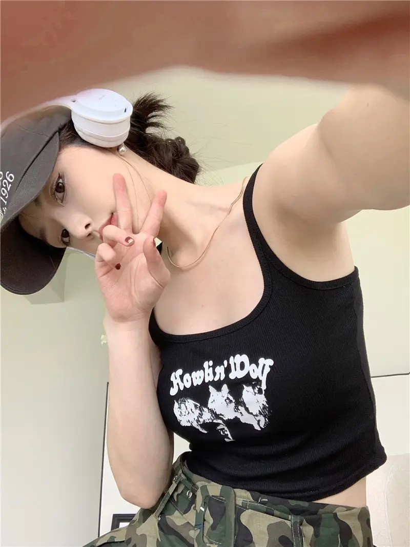 Red Sleeveless Camisole Women Summer Slim Fit Printed — feature 29