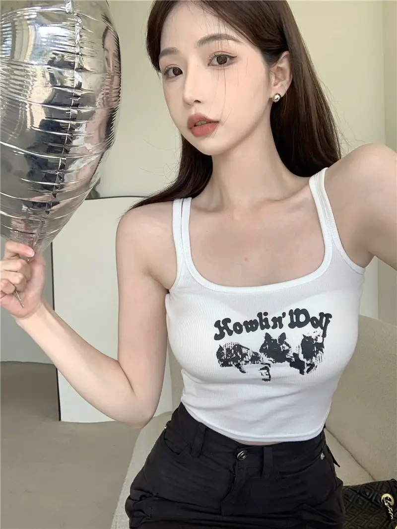 Red Sleeveless Camisole Women Summer Slim Fit Printed — feature 3